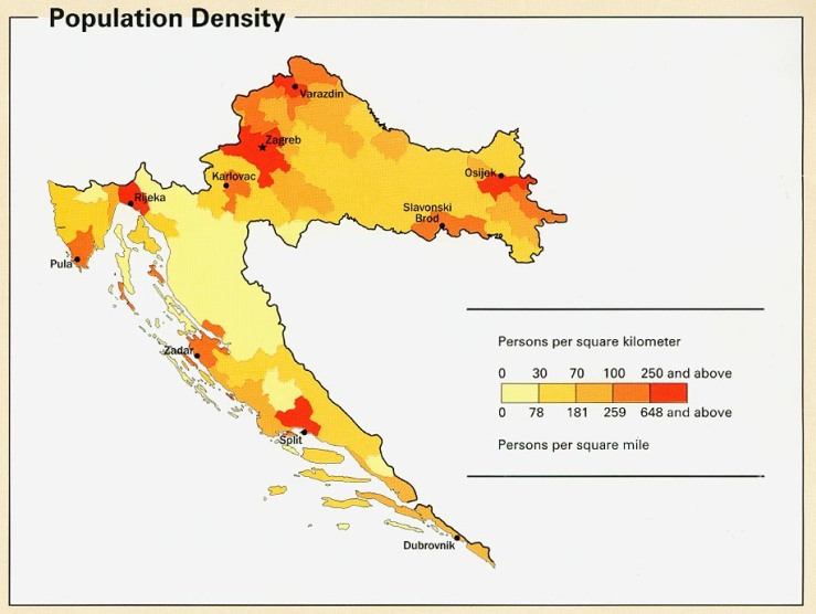 Croatia-Population-Density-Map